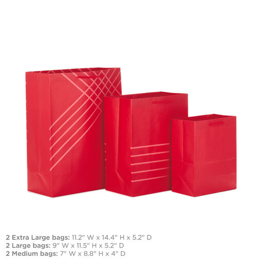 Red Assorted Sizes 6-Pack Gift Bags, 