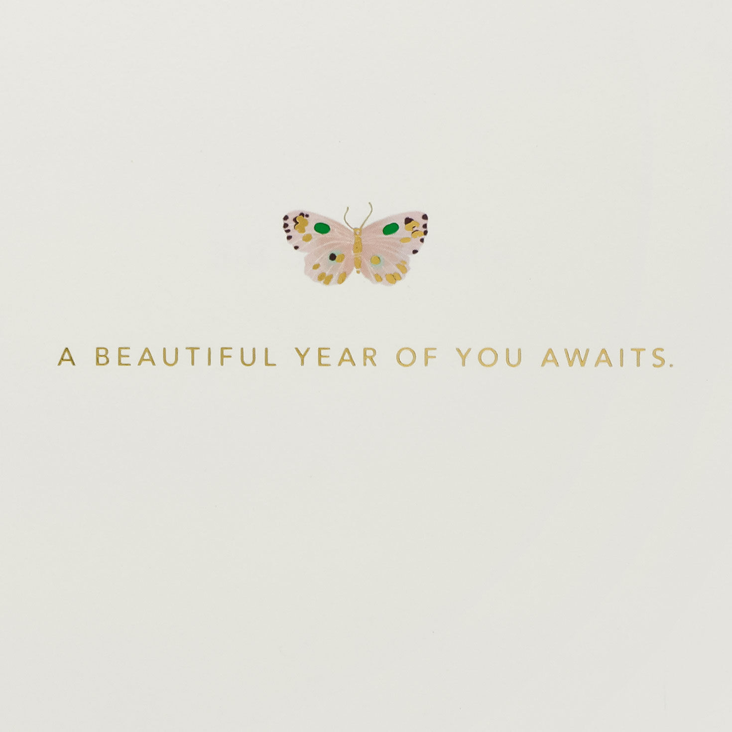 Pink Butterflies on Aqua Birthday Card Sentiment image number 2