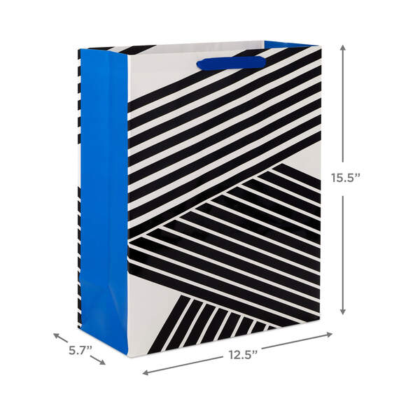 15.5" Black and White Zigzag Extra-Large Gift Bag, , large image number 3