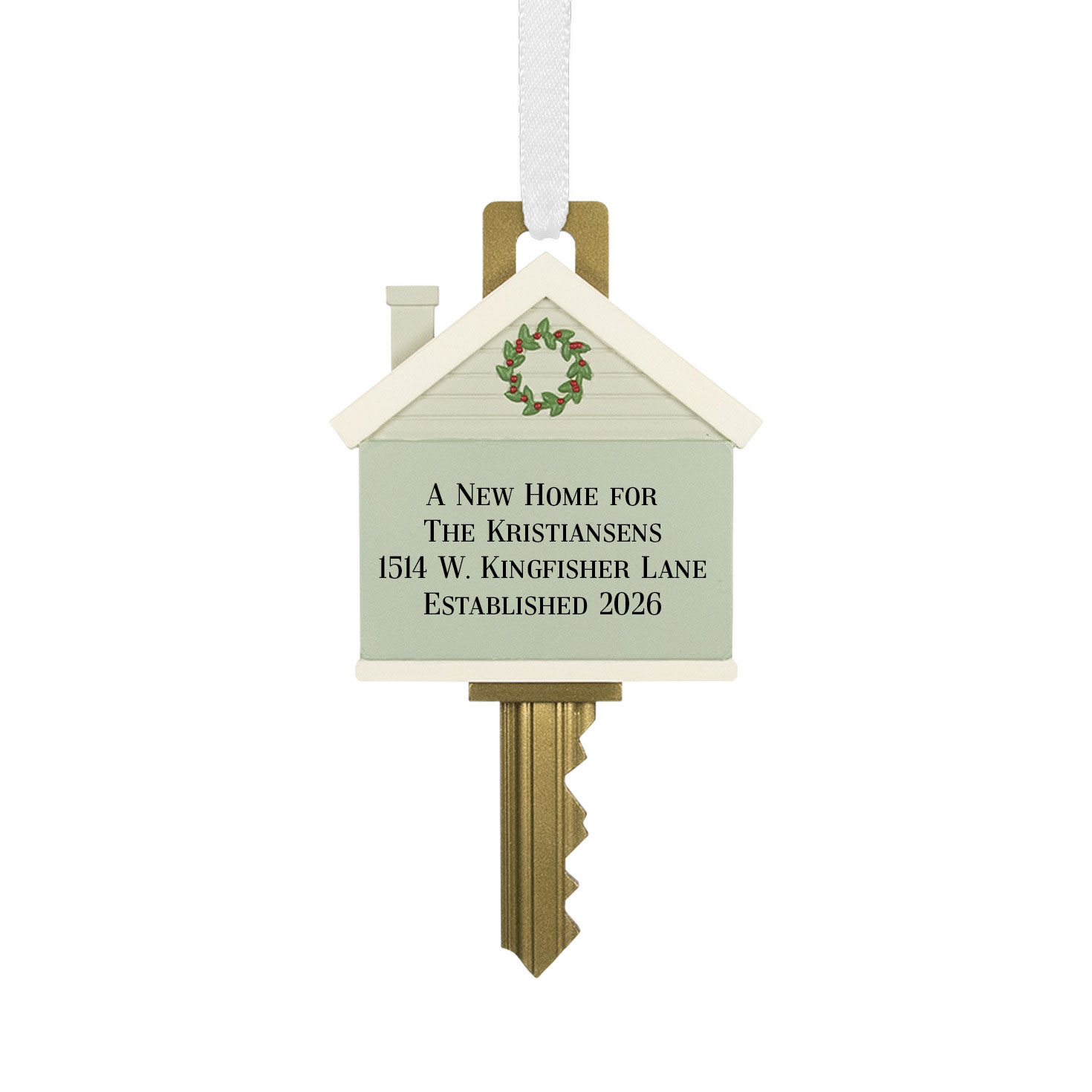 New Home Key Personalized Ornament, Custom Text