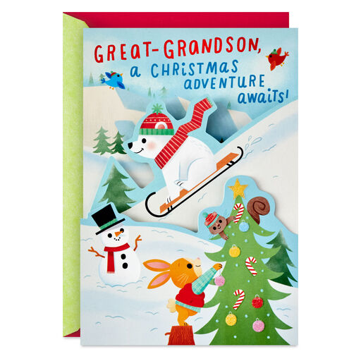 An Adventure Awaits Christmas Card for Great-Grandson, 
