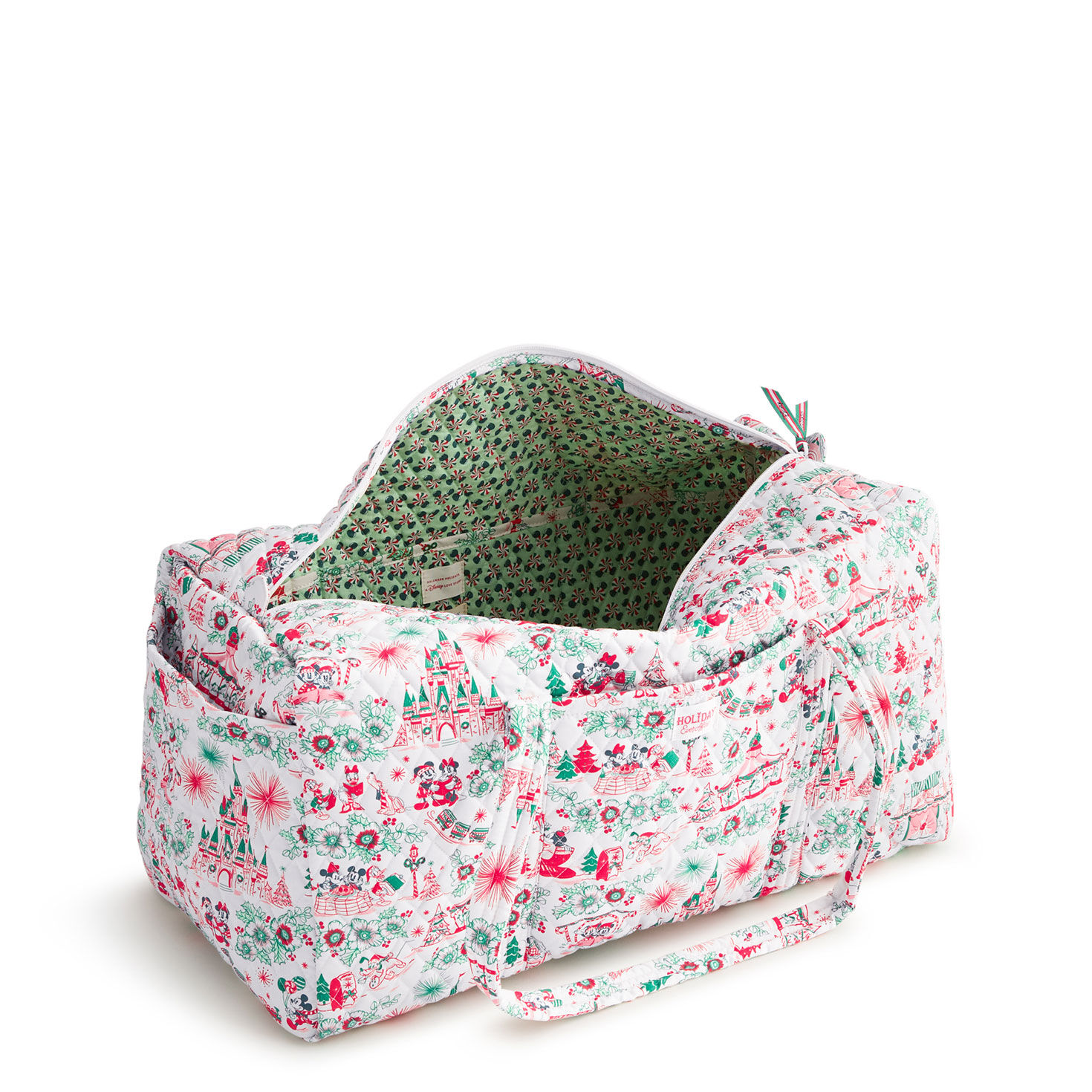 Pink Green Holiday Disney Fabric Duffel Bag Open image number 5