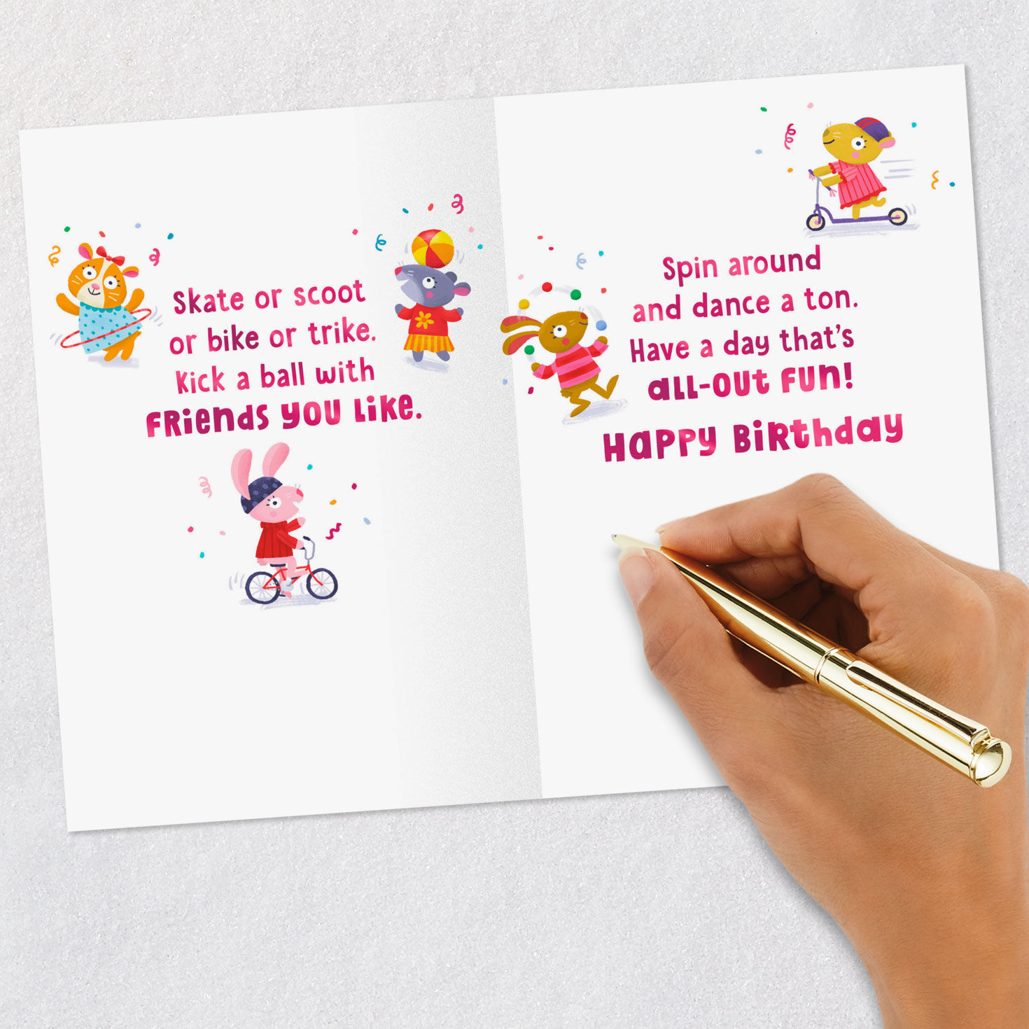 Animals Having Fun Kids Birthday Card Signing card image number 7