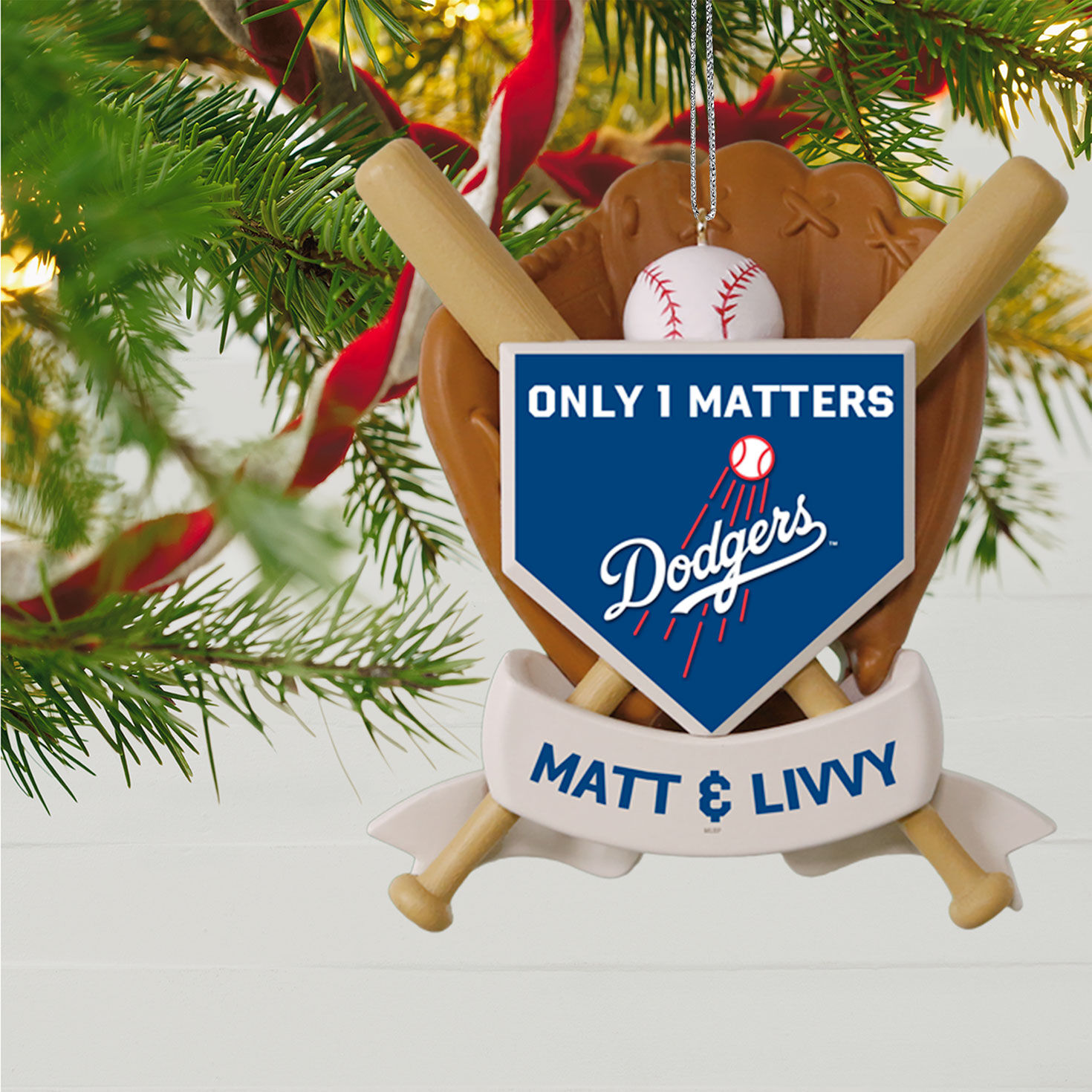 MLB Los Angeles Dodgers&trade; Baseball Personalized Ornament, Custom Text, , large image number 2