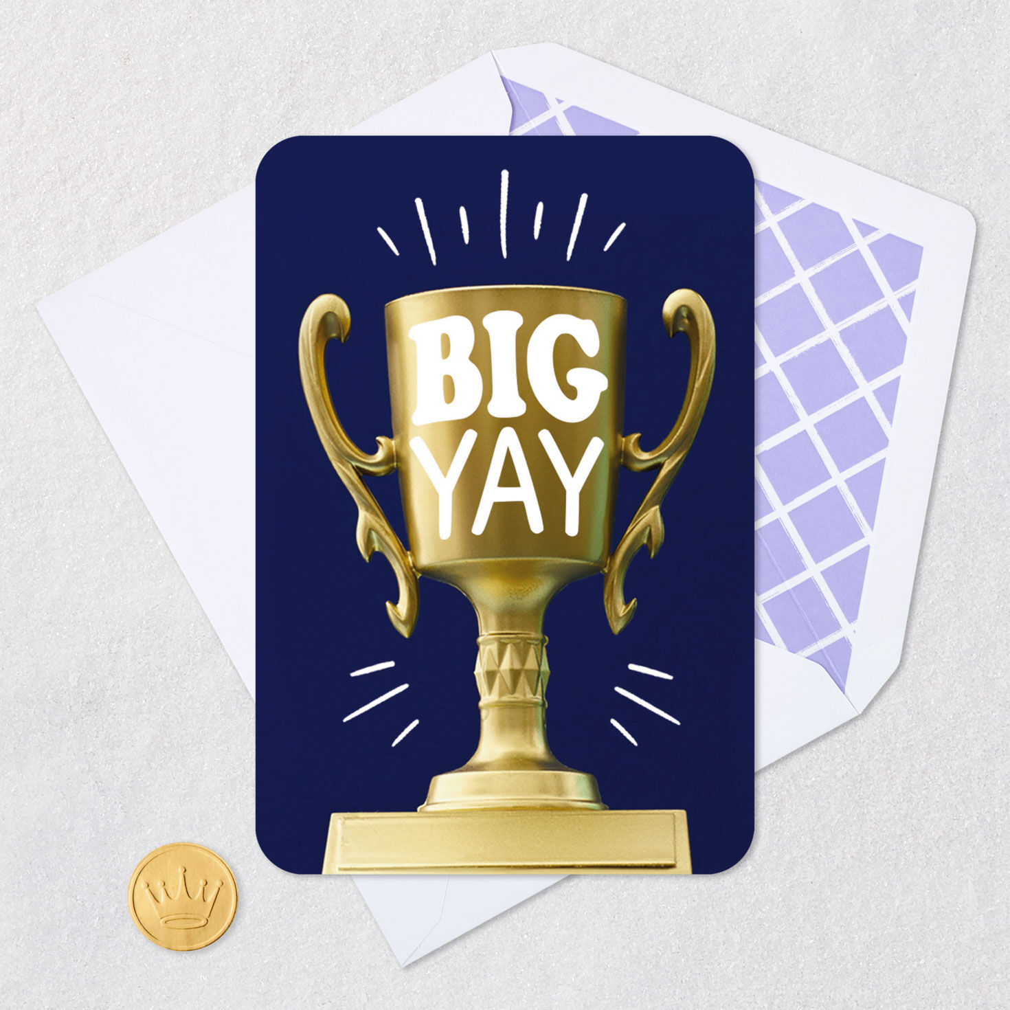 Big Yay Gold Trophy Congratulations Card Card Front with Envelope and Gold Seal image number 5