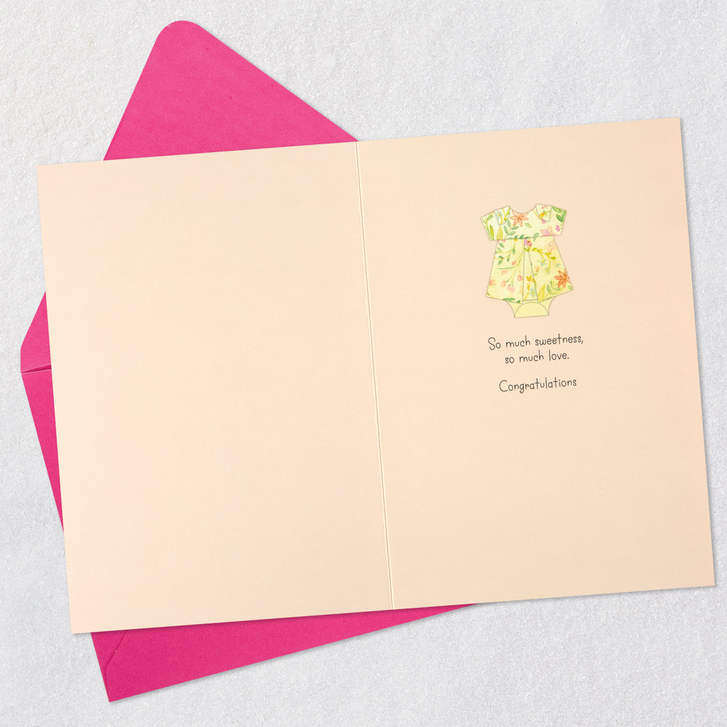 Handcrafted Dresses New Baby Girl Card Open card with envelope image number 3