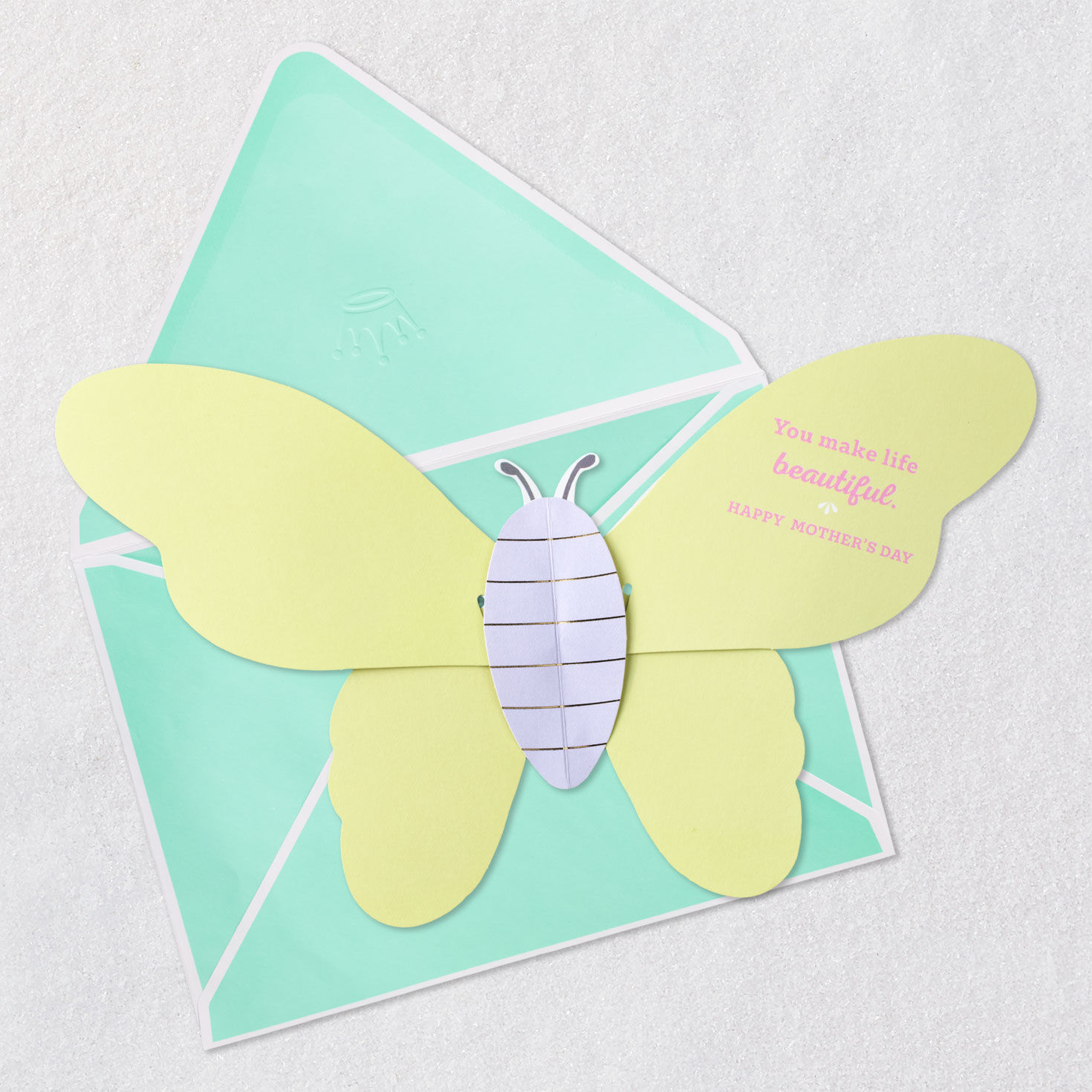 Beautiful Butterfly Paper Craft Mother's Day Card Open card with envelope image number 3