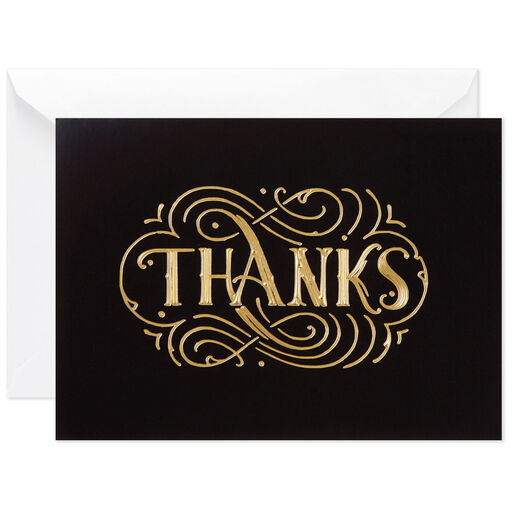 Gold Scroll Lettering Blank Thank-You Notes, Pack of 20, 