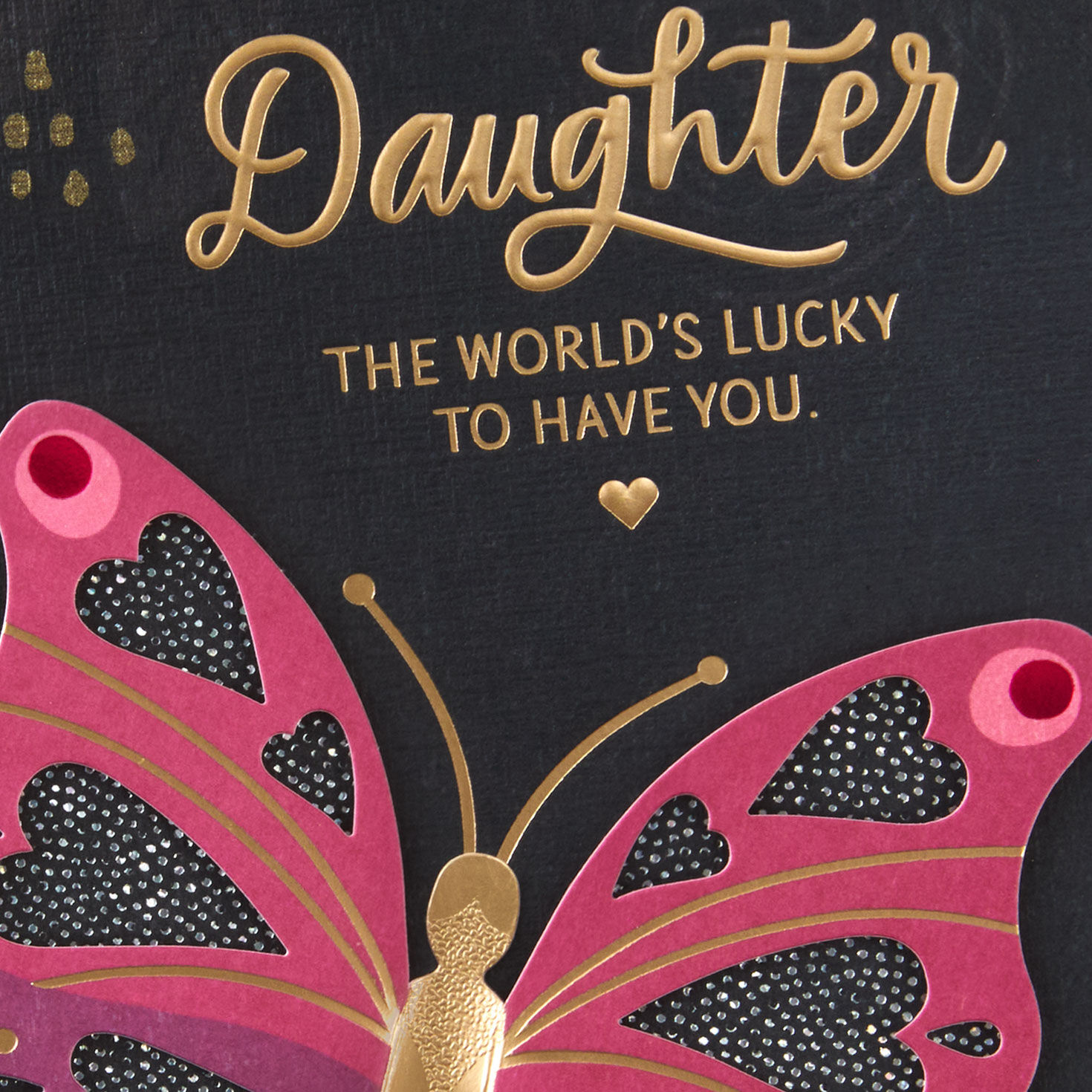Pink Butterfly Daughter Valentine's Card card front detail image number 5