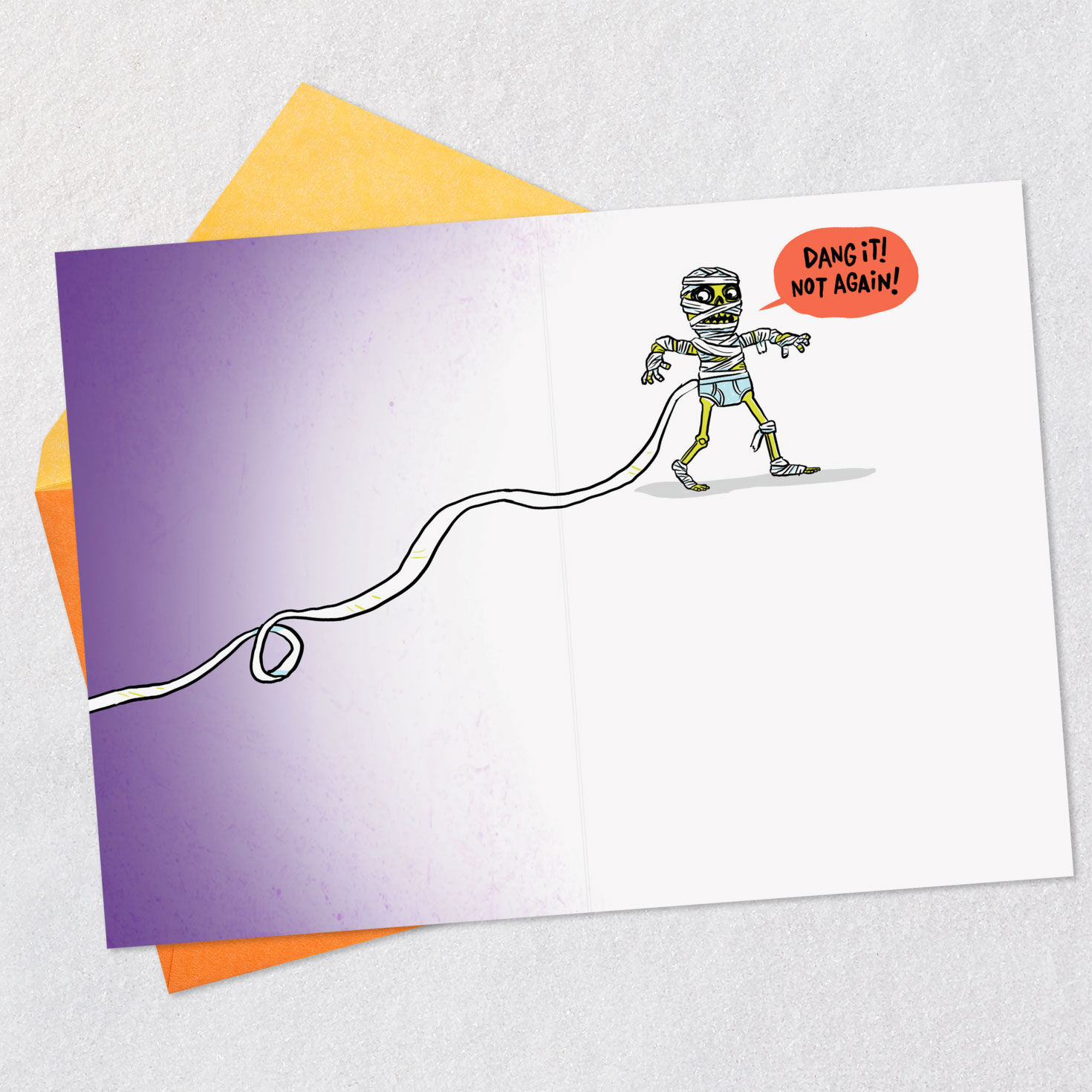 Mummy Funny Halloween Card Open card with envelope image number 3