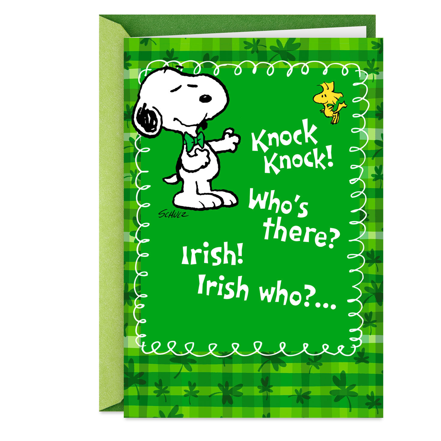 Peanuts® Snoopy and Woodstock Irish Knock-Knock Joke Funny St. Patrick's Day Card