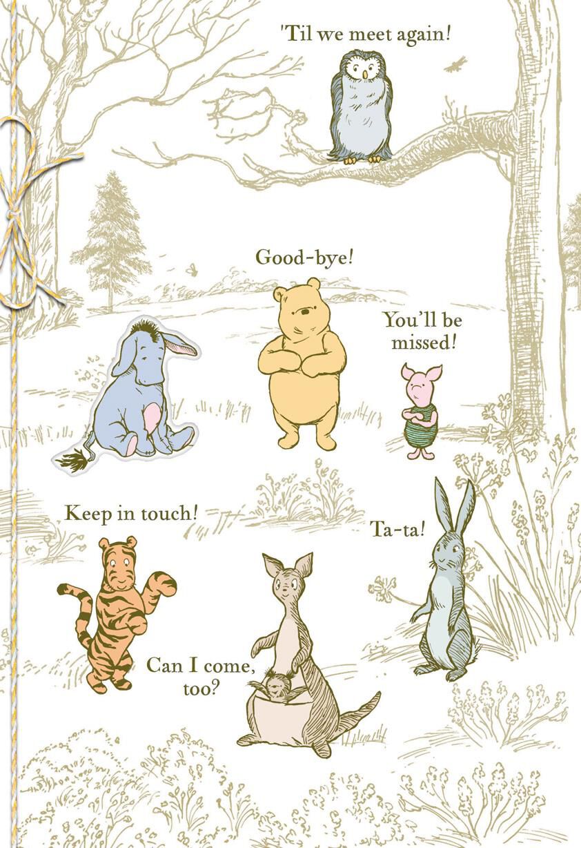 Winnie the Pooh Characters Goodbye Card From Group