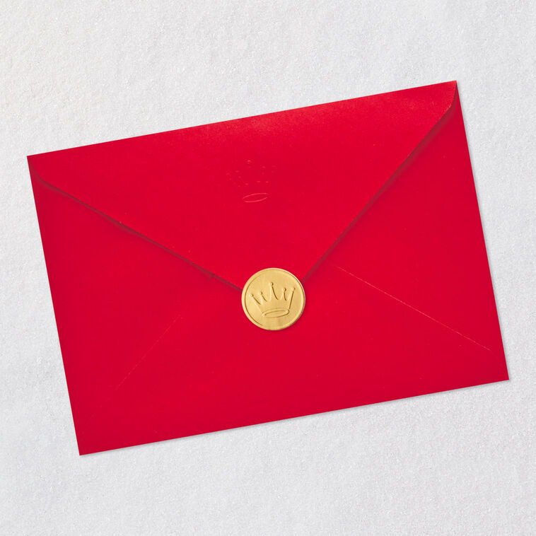 Gold Holly Leaves and Greenery Mom Christmas Card From Son Envelope Back with Seal image number 8