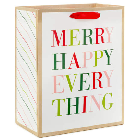 9.6" Merry Happy Everything Medium Christmas Gift Bag, , large