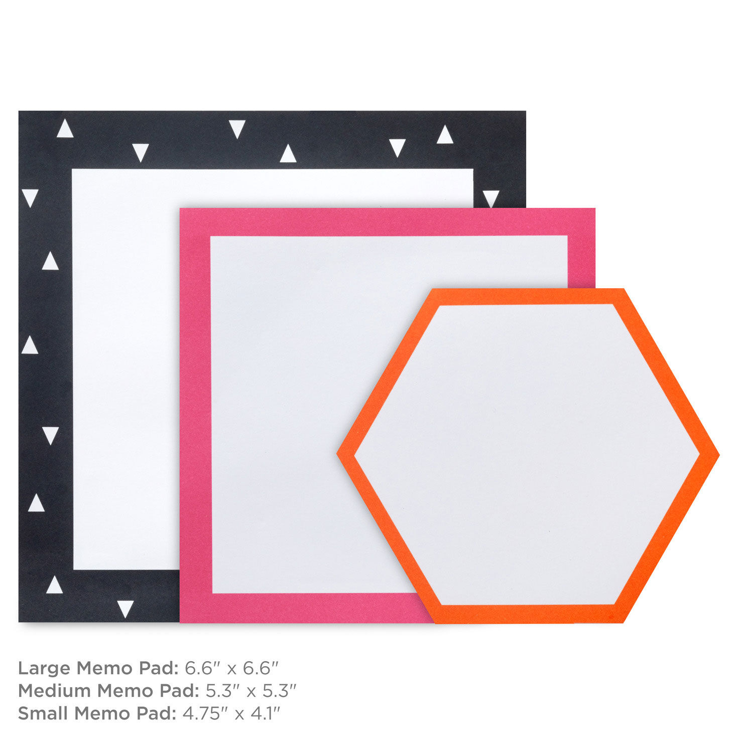 Black, Pink and Orange Geometric Memo Pads, Set of 3 measurement image number 3