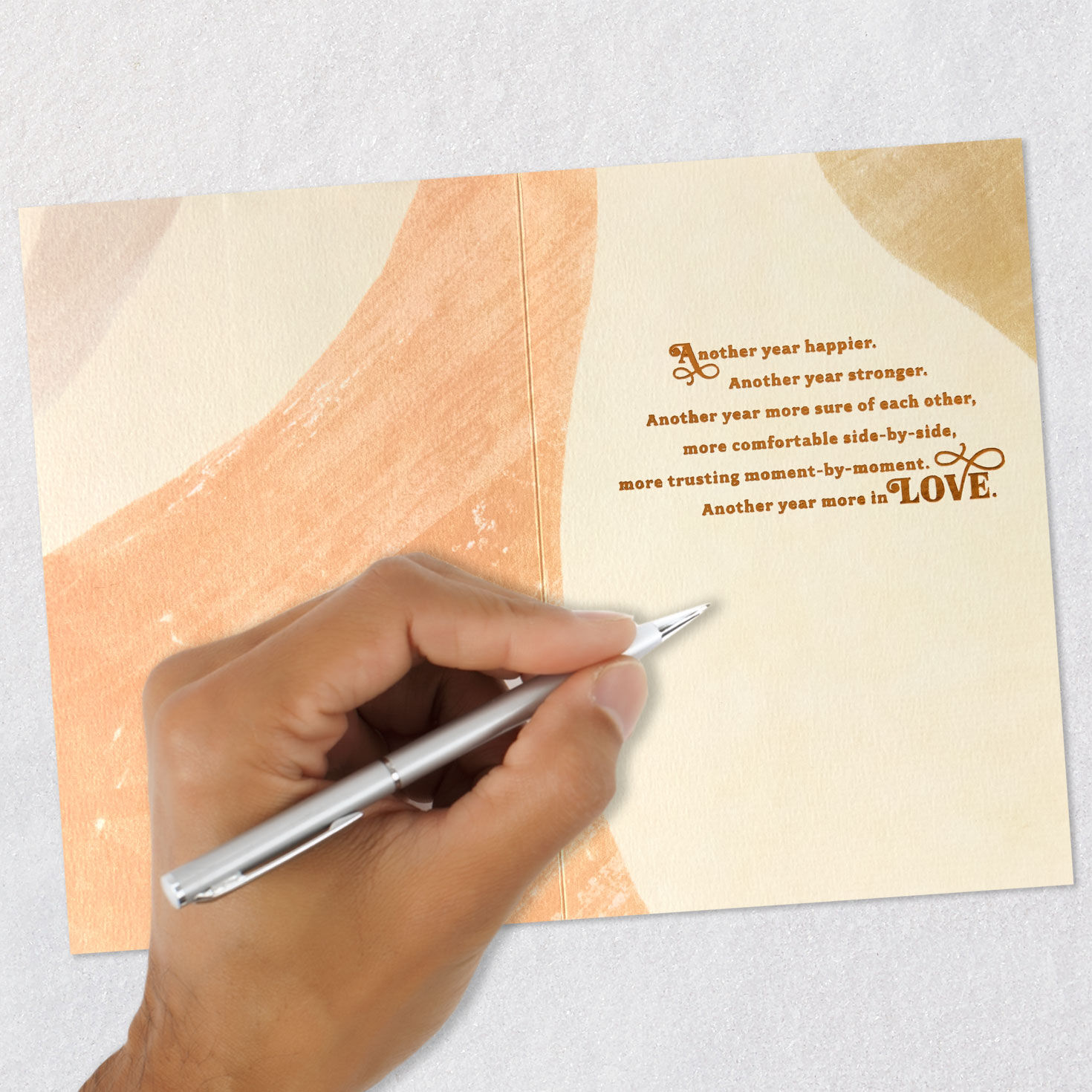 Speckled Tan, Cream and Peach 20th Anniversary Card Signing card image number 6
