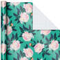 White Peonies on Jade Wrapping Paper Roll, 27 sq. ft., , large image number 1