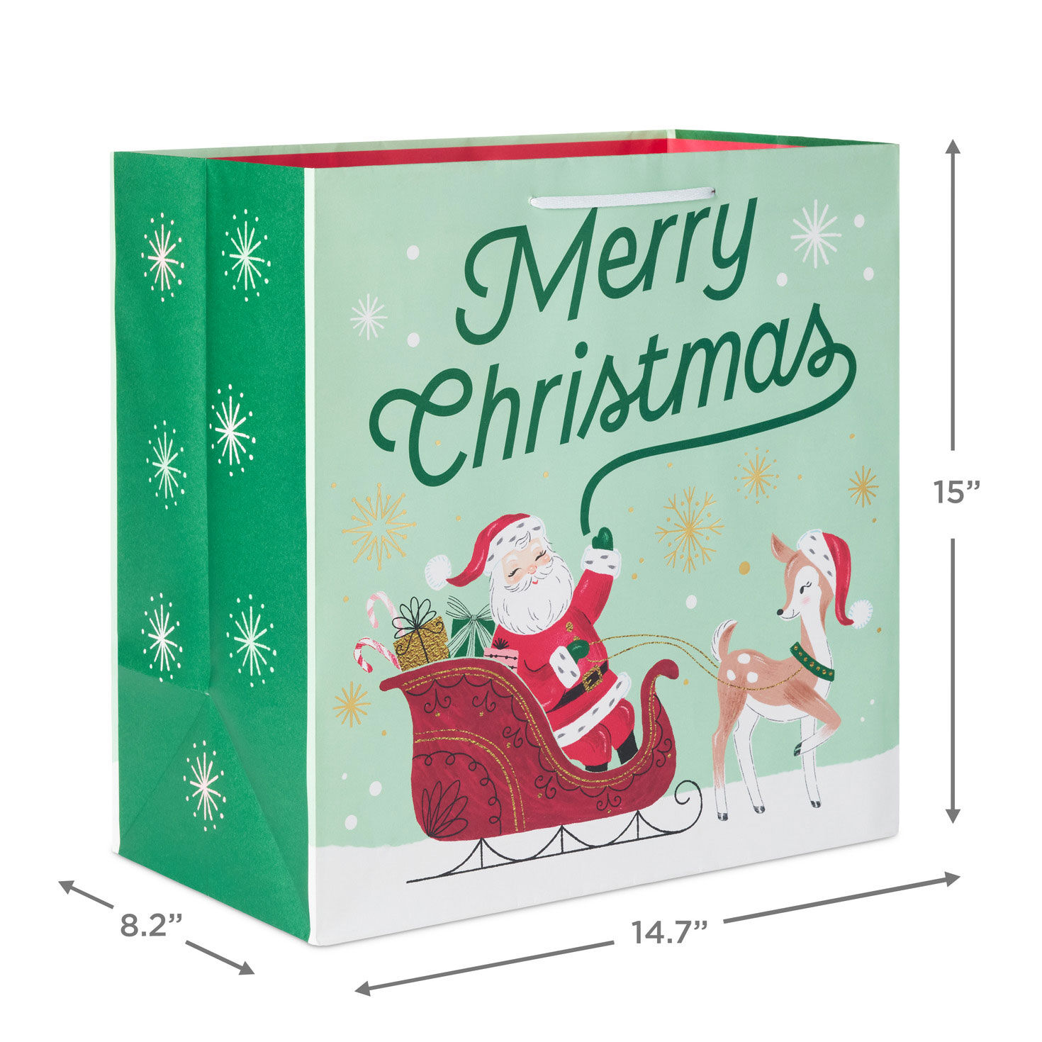 Santa and Reindeer Extra-Deep Christmas Gift Bag measurement image number 3