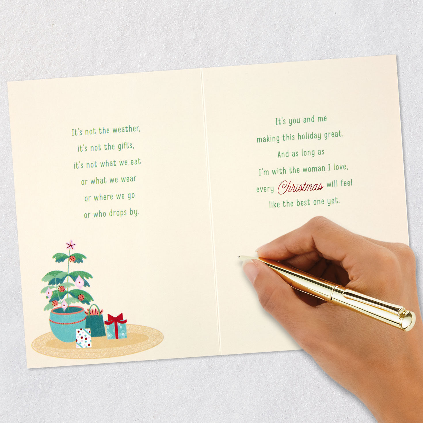 Holiday Shelves Romantic Christmas Card for Her signing card image number 8