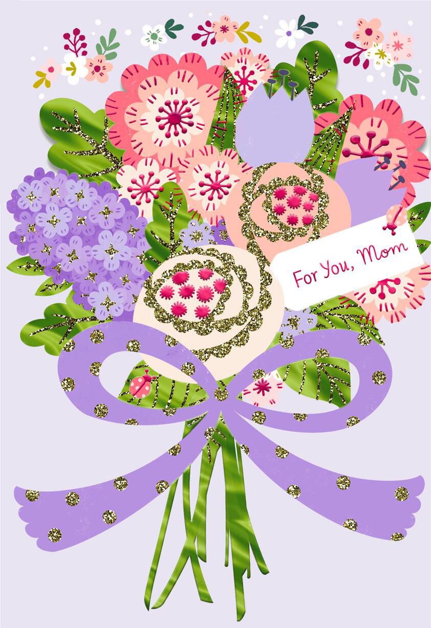 God's Pure Love Flower Bouquet Easter Card for Mom
