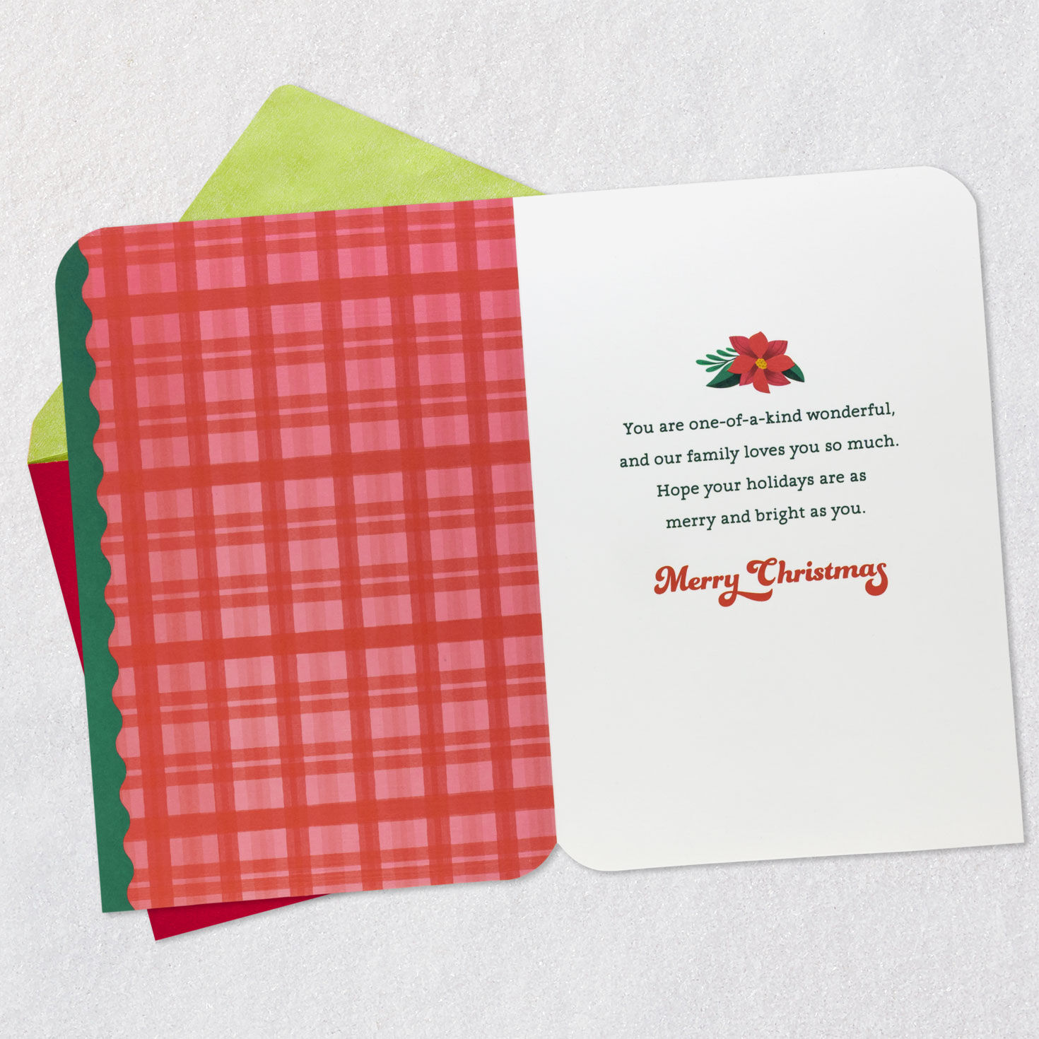 Pink Cowboy Boots on Green Christmas Card for Daughter Open card with envelope image number 3