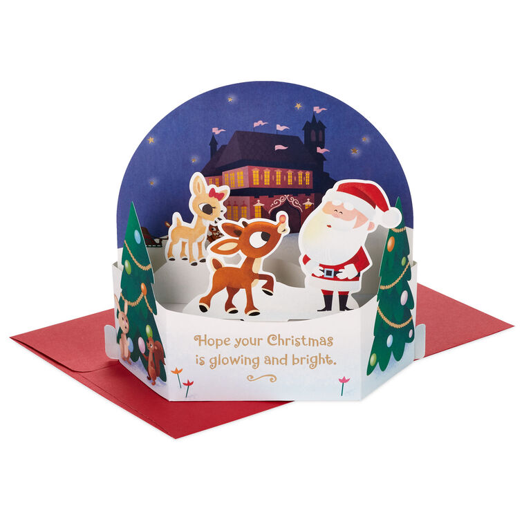 Rudolph the Red-Nosed Reindeer® Glowing and Bright 3D Pop-Up Christmas Card