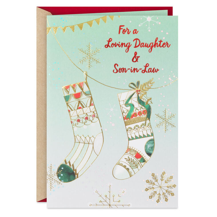 Two Stockings Christmas Card for Daughter and Son-in-Law
