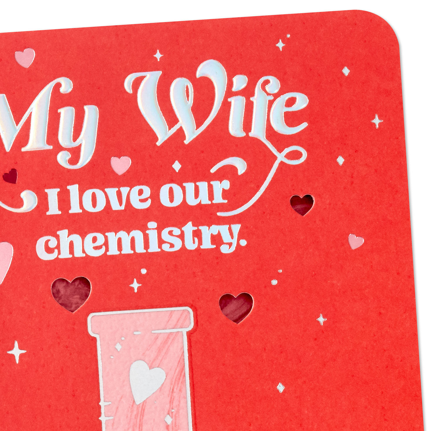 Love Our Chemistry Hearts in Beaker Wife Love Card Card Front Detail image number 4