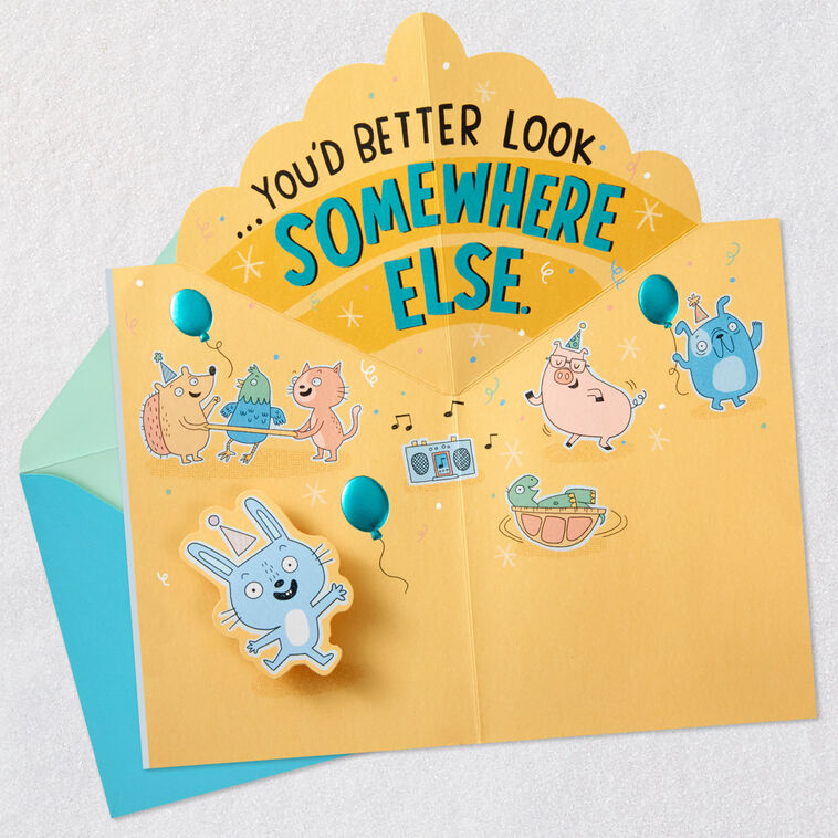 Cute Critters Party Like a Son Birthday Card Open card with envelope image number 2