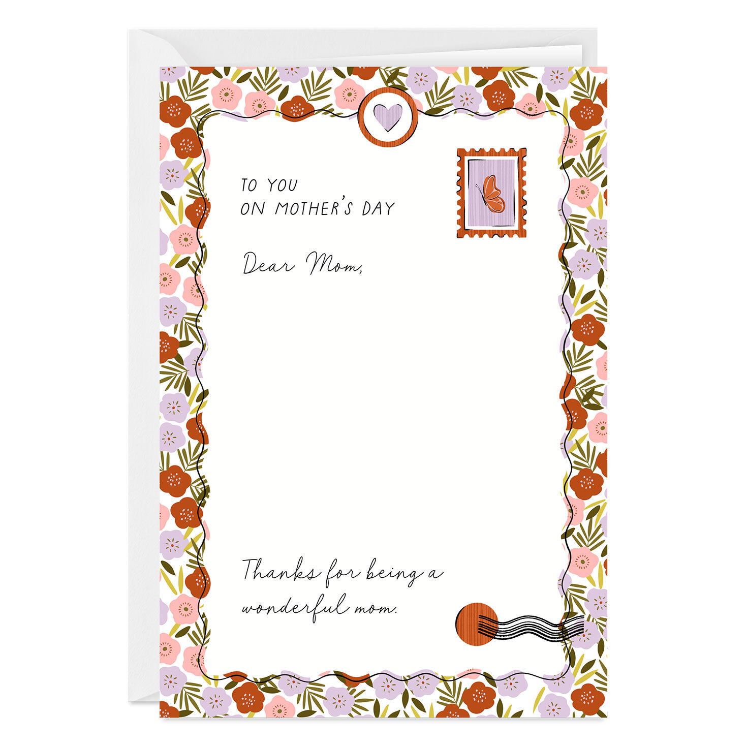 Pretty Floral Letter Custom Mother's Day Card