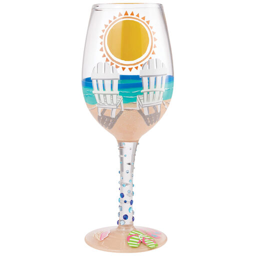 Lolita Sun on the Beach Handpainted Wine Glass, 15 oz., 