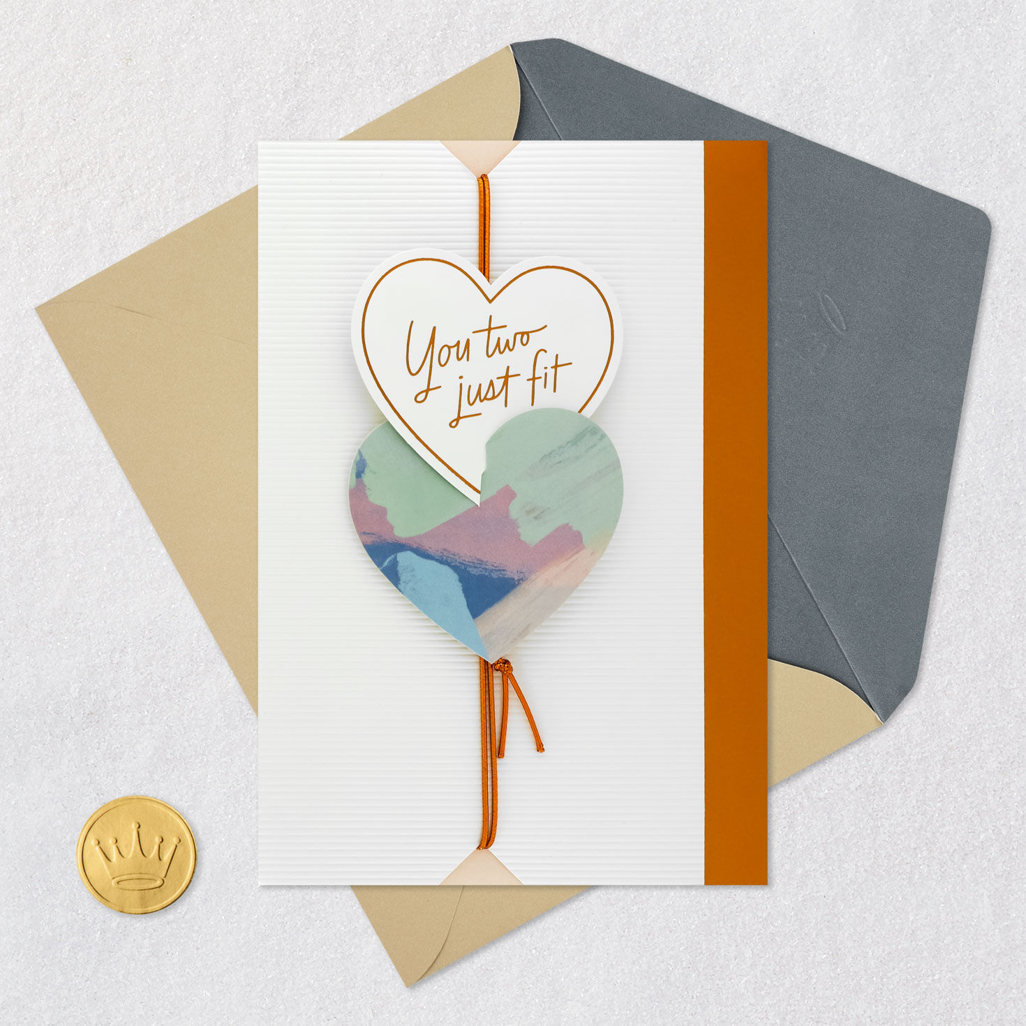 You Two Just Fit Anniversary Card for Couple Card Front with Envelope and Gold Seal image number 5