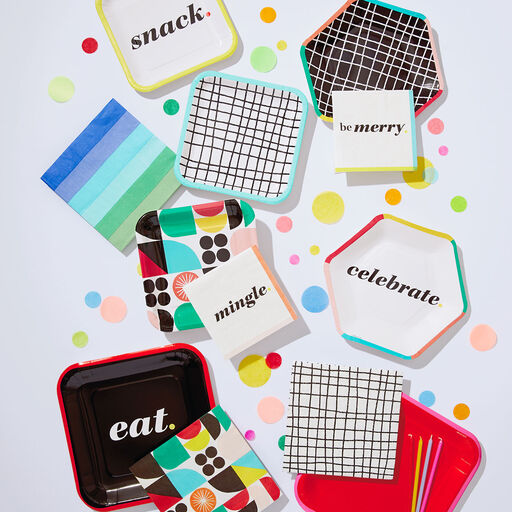 Black and White Grid Dinner Napkins, Set of 16, 