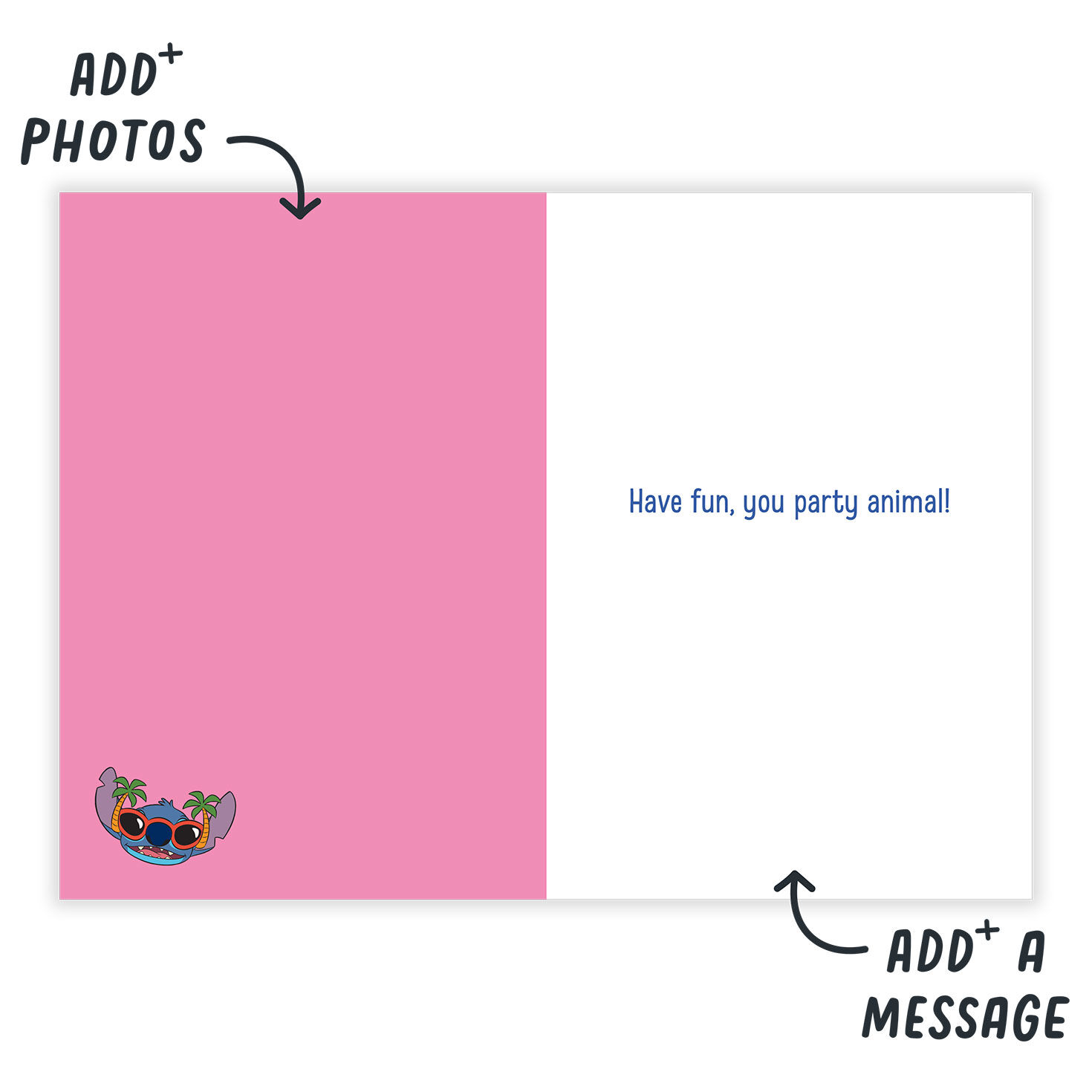 Hawaiian Stitch Personalized Birthday Card Open Card indicating personalization image number 9