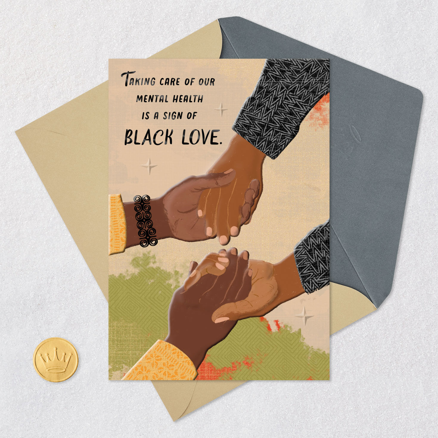 Black Hands Holding Encouragement Card Card Front with Envelope and Gold Seal image number 6