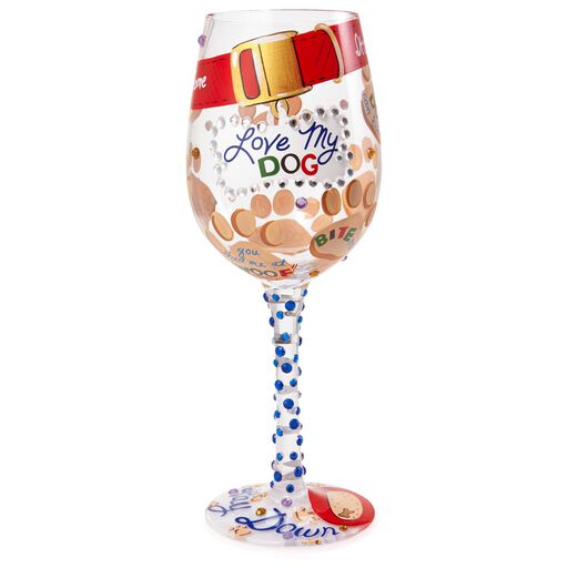 Lolita® Love My Dog Handpainted Wine Glass, 15 oz., 