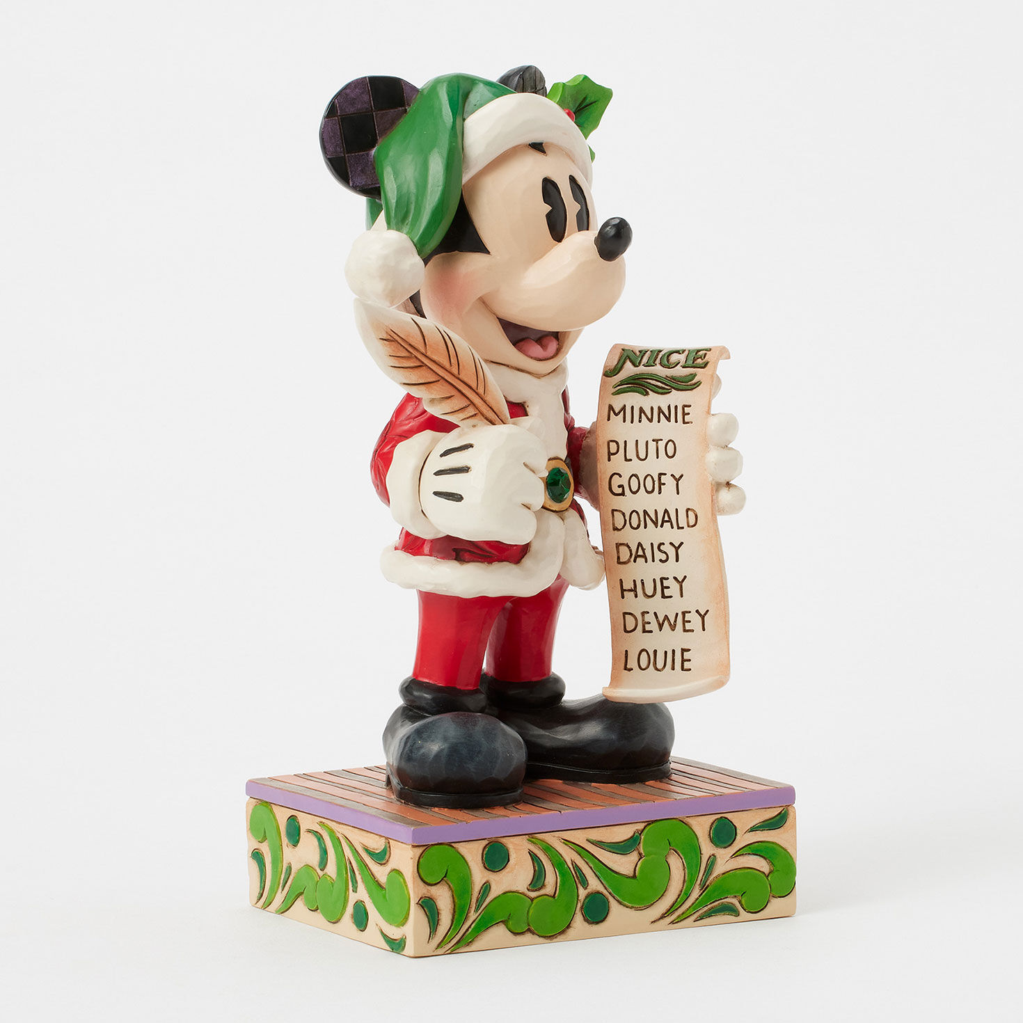 Jim Shore Santa Mickey Checking His List Figurine angled image number 3