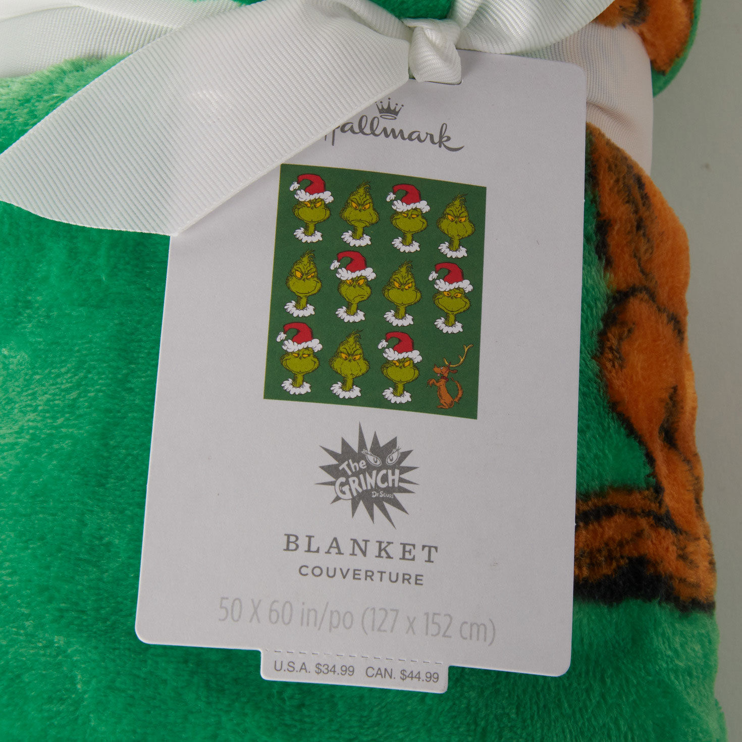 Dr. Seuss Grinch Faces Fleece Blanket 51x62 Pillows Blankets Hallmark