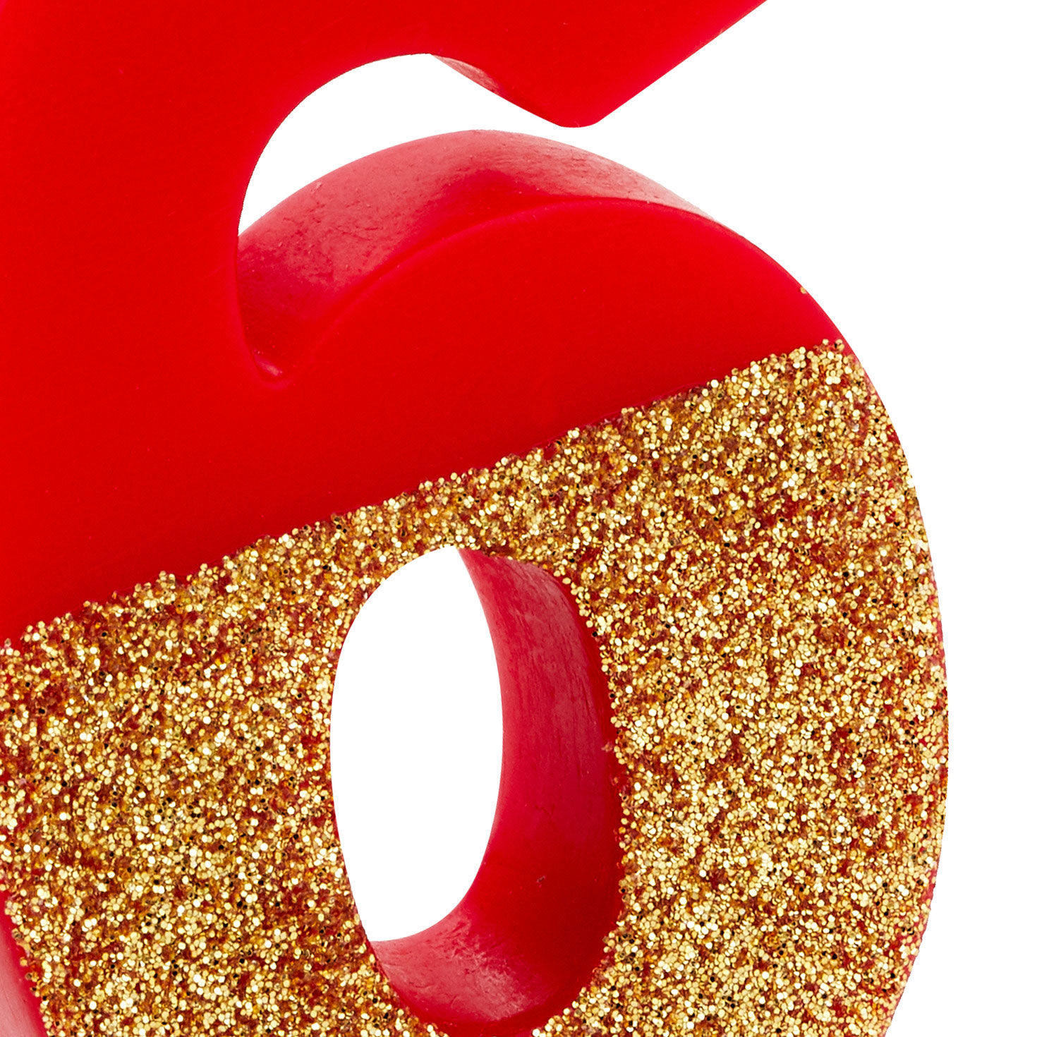 "6" Birthday Candle in Red With Gold Glitter, , large image number 2