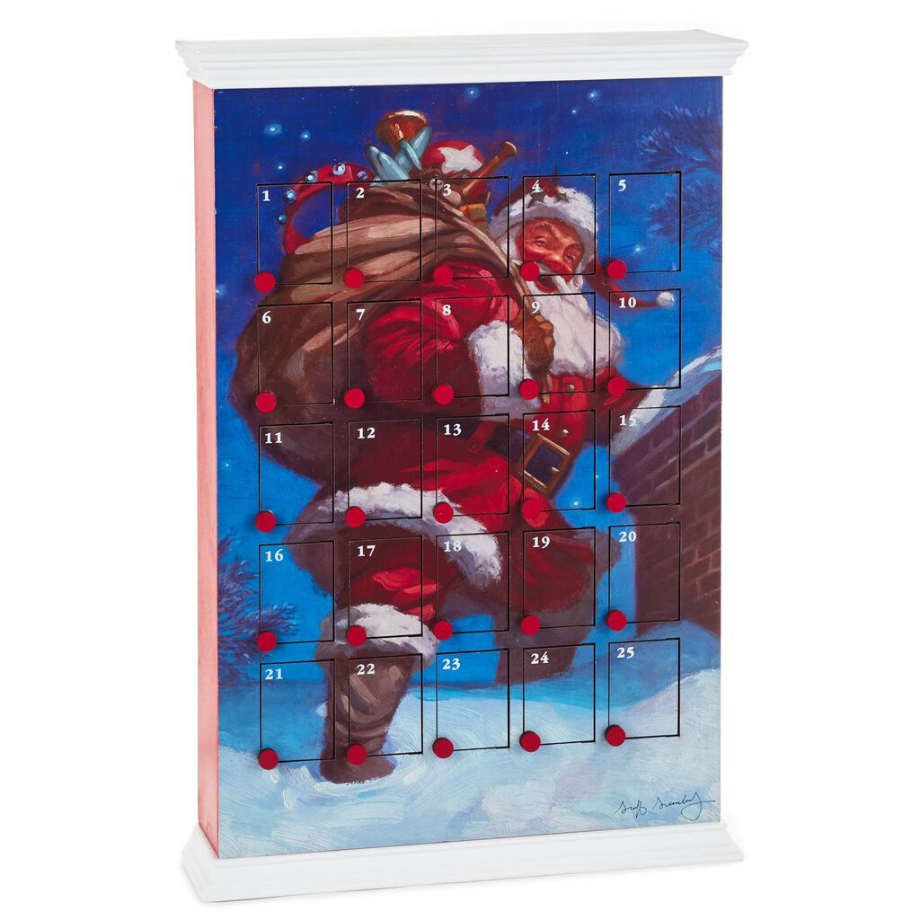Santa Wooden Advent Calendar 15x23 Decorative Accessories Hallmark