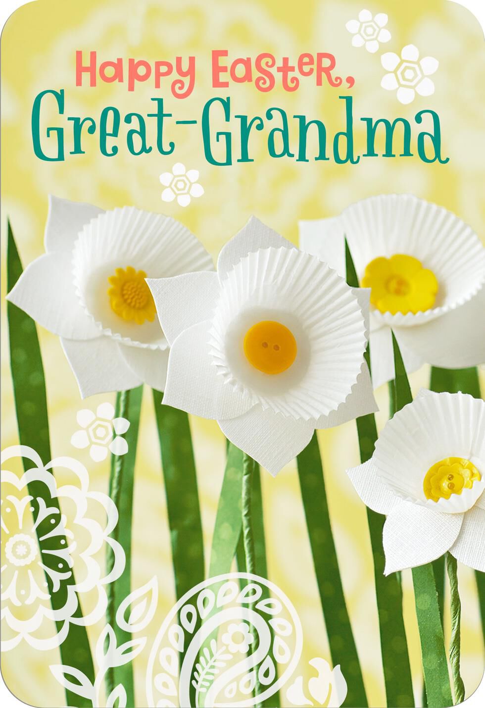 Paper Daffodils Easter Card for Great-Grandma