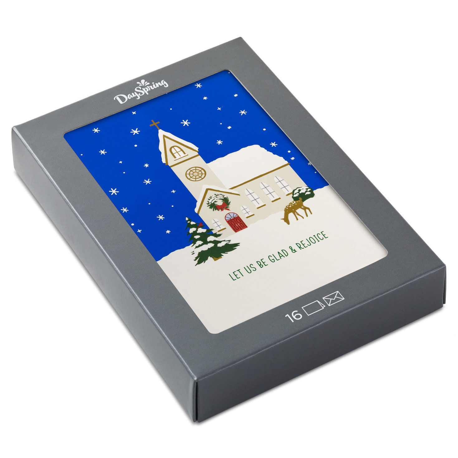 Church in Snow Religious Boxed Christmas Cards, Pack of 16