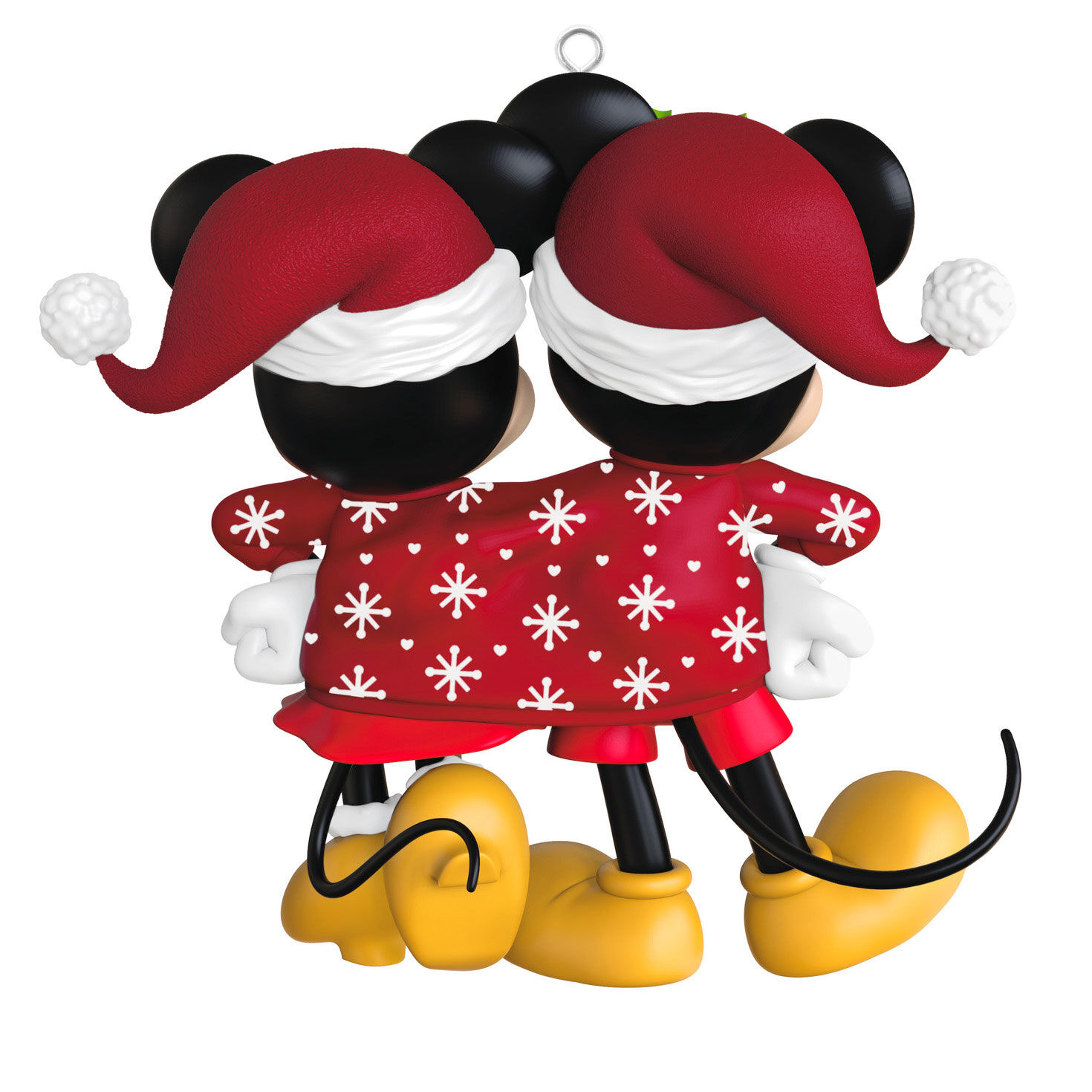 Mickey Minnie One Red Sweater Keepsake Ornament Back image number 6