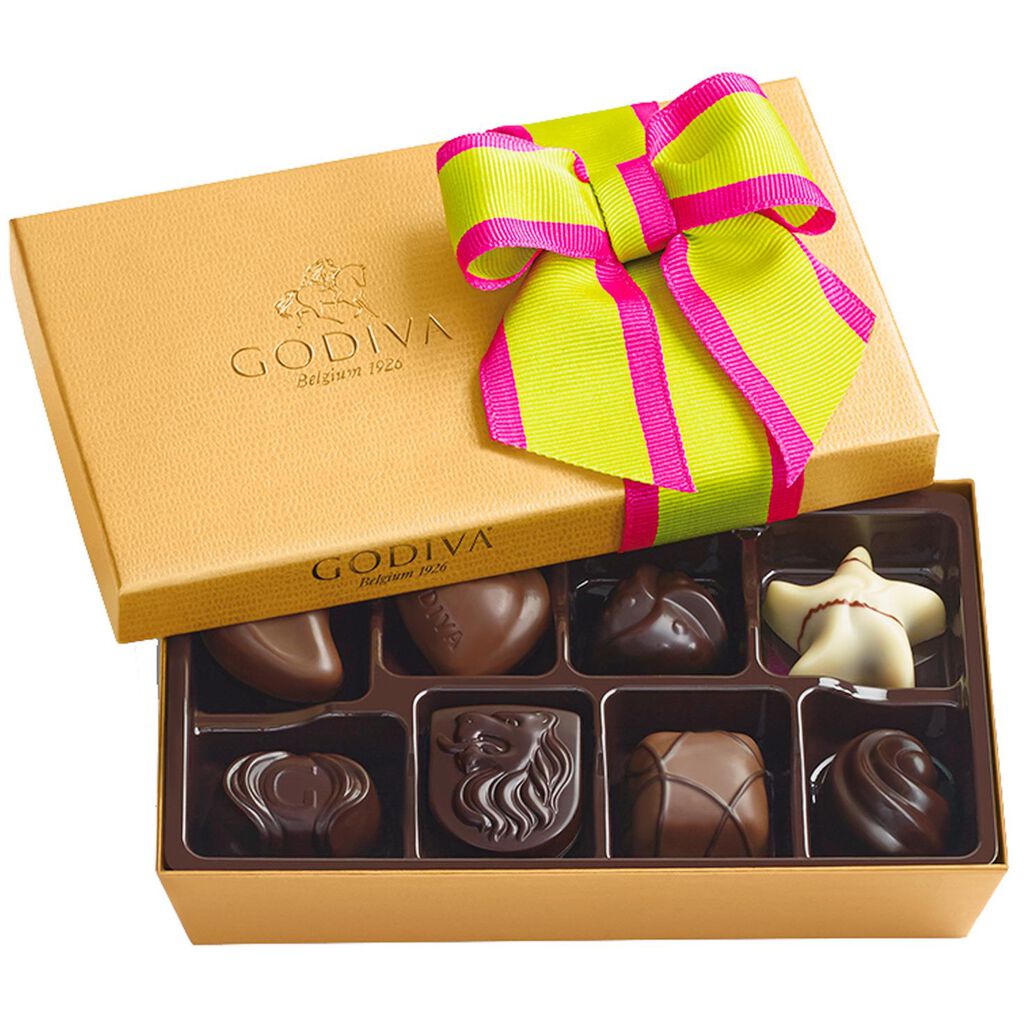 Godiva Assorted Chocolates Spring Gold Gift Box, 8 pc. Candy