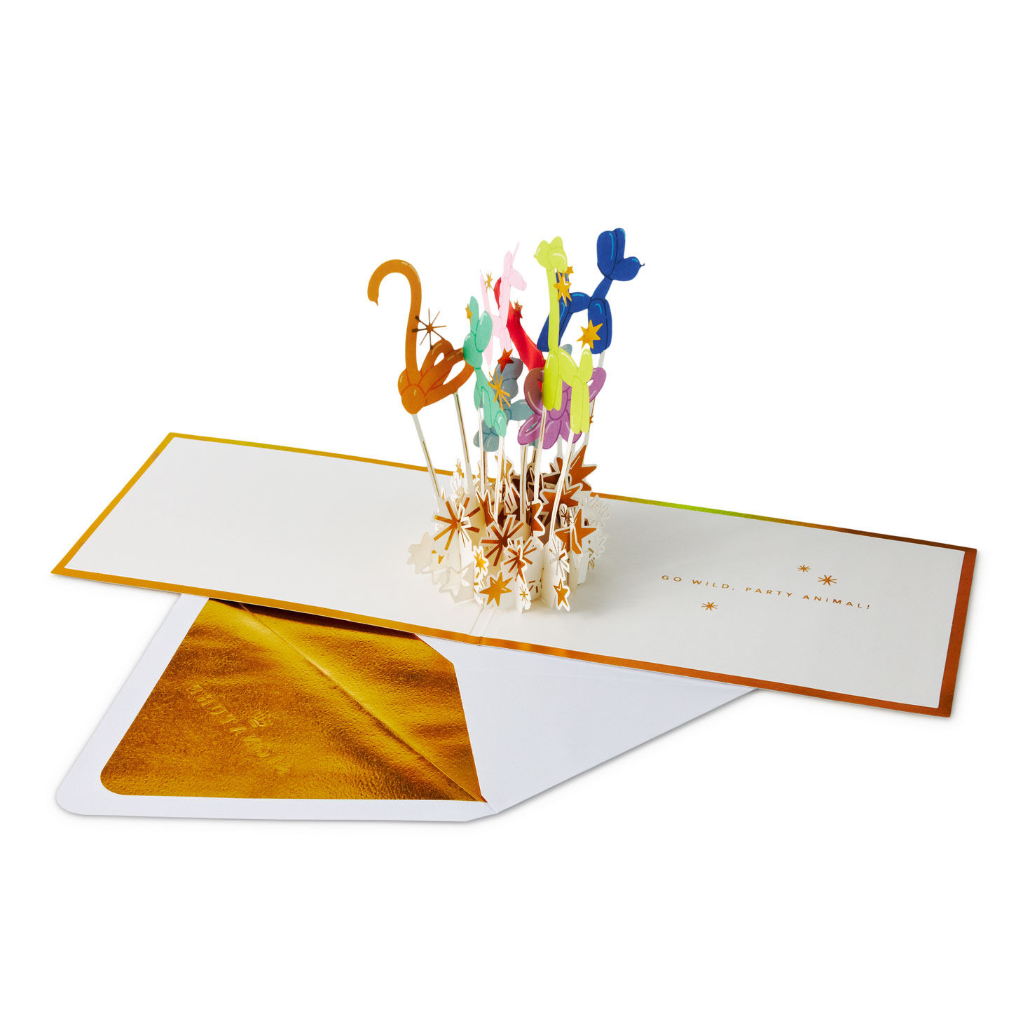 Balloon Animals Pop-Up Birthday Card Open card with envelope image number 2