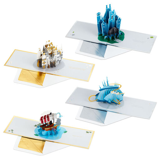 Walt Disney World 50th Anniversary Park Attractions 3D Pop-Up Cards Assortment, Pack of 4, 