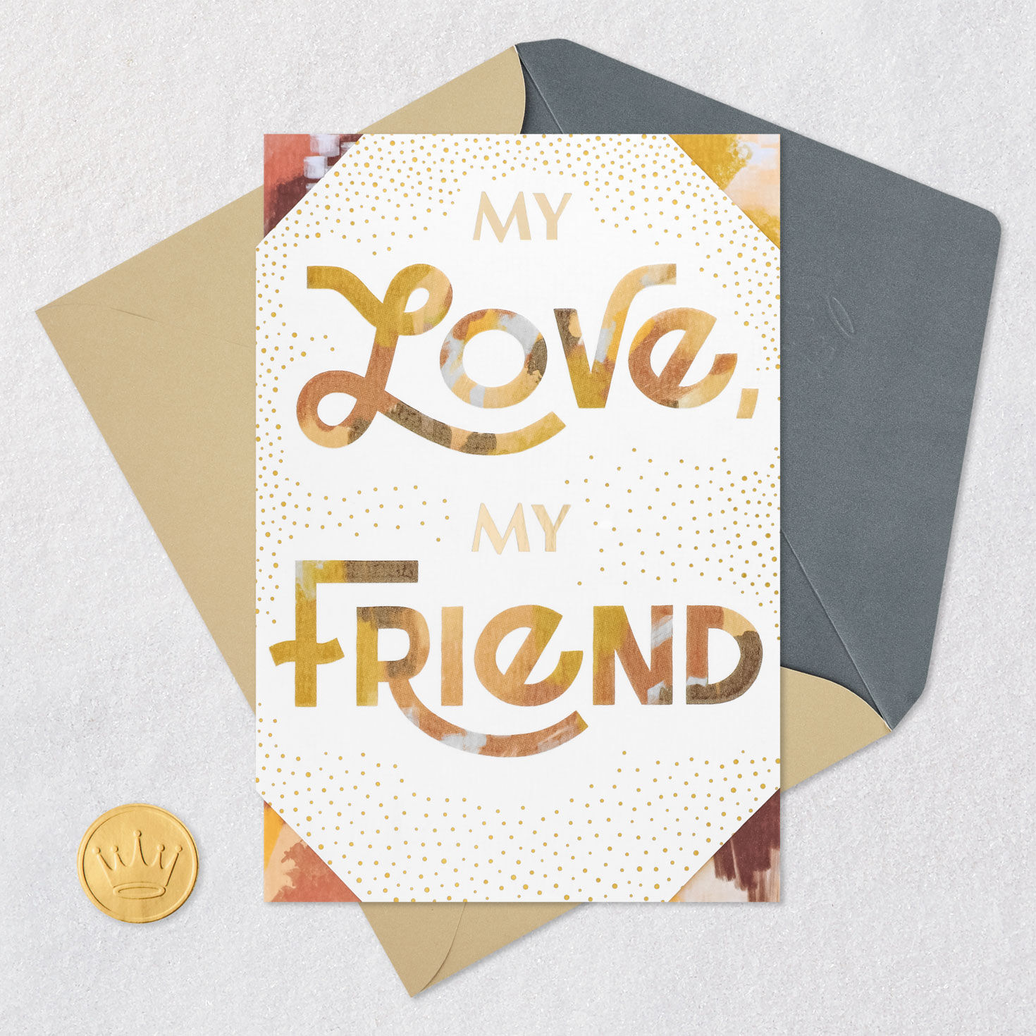Gold Collage Lettering Romantic Love Card for Her Card Front with Envelope and Gold Seal image number 6