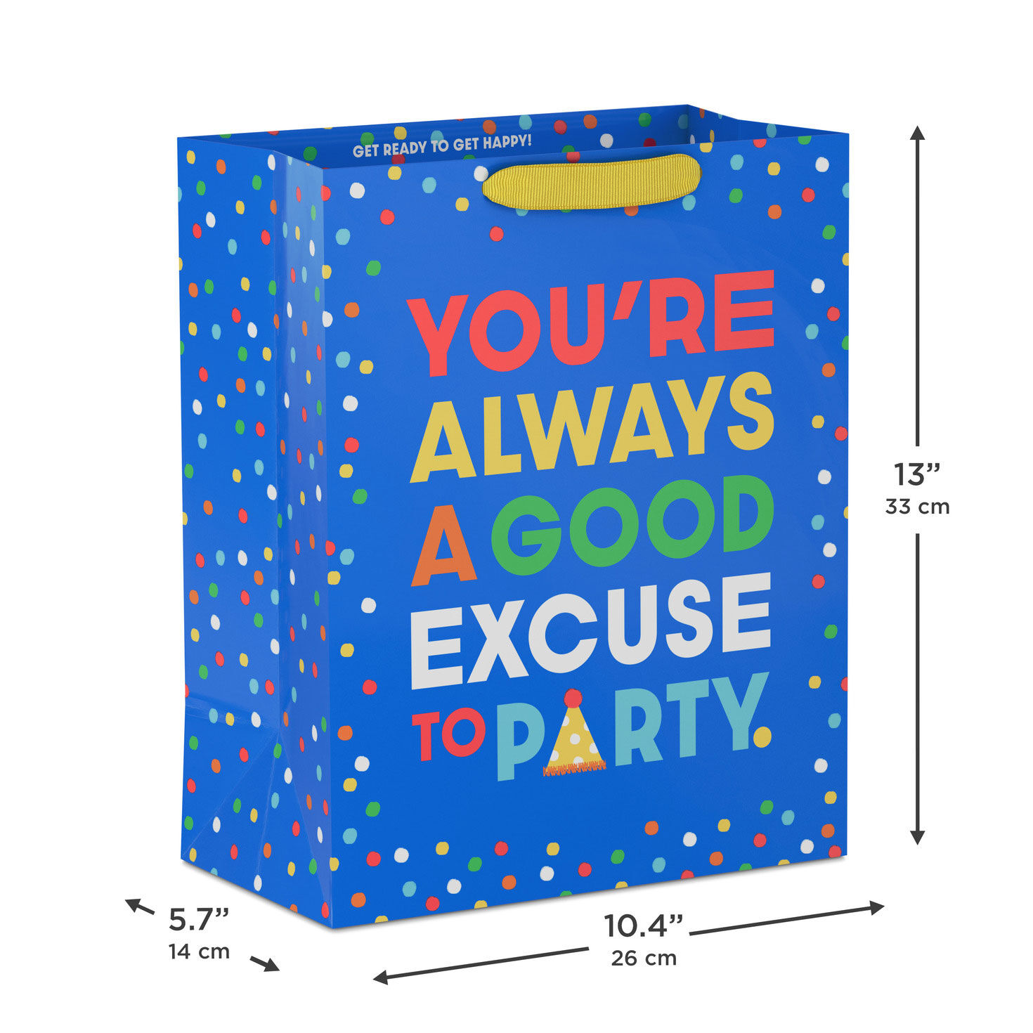 Colorful Lettering on Blue Large Gift Bag measurement image number 3