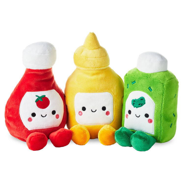 Better Together Ketchup, Mustard and Relish Magnetic Plush Trio, 7.5"