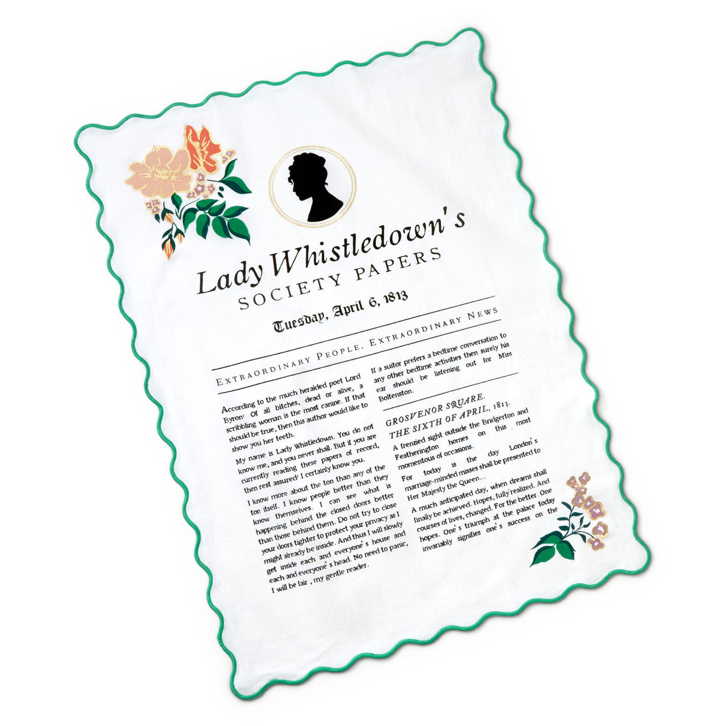 Bridgerton Lady Whistledown's Society Papers Tea Towel, 18x26, , large image number 2